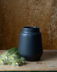 black ceramic vase