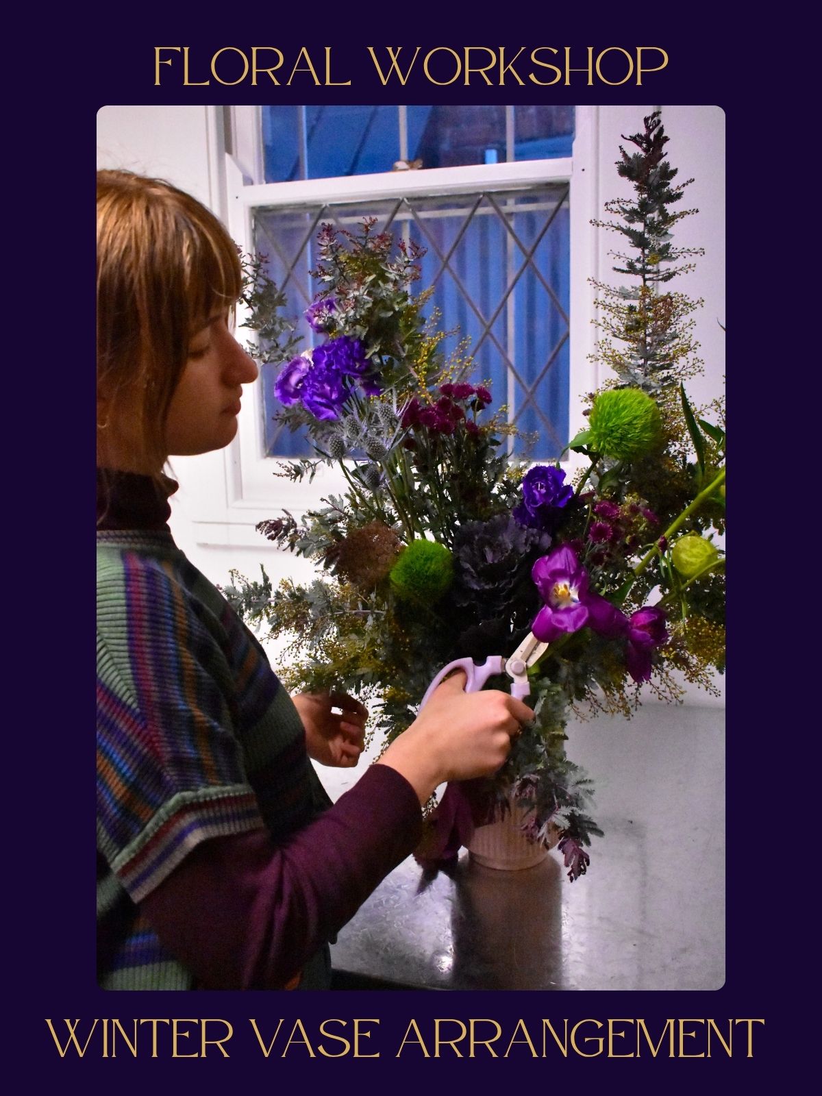 workshop-winter vase arrangement